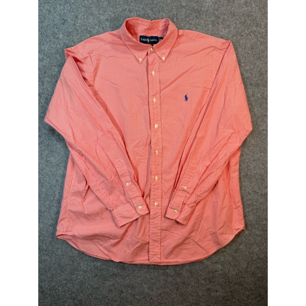 Ralph Lauren Mens XL Classic Fit Gingham Button Down Shirt Red White Long Sleeve - Picture 2 of 7
